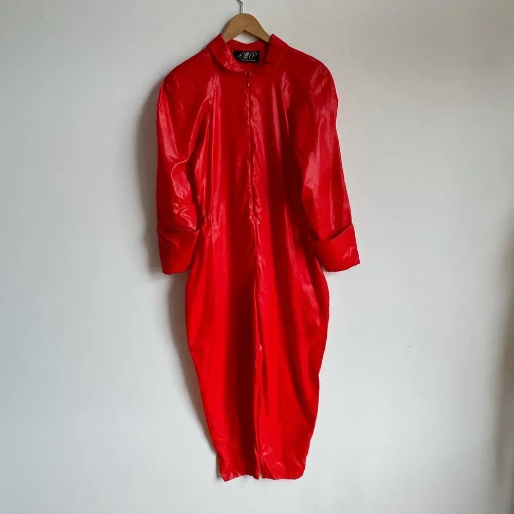 Vintage 1980s OMO NORMA KAMALI Red Jumpsuit - Picture 2 of 8